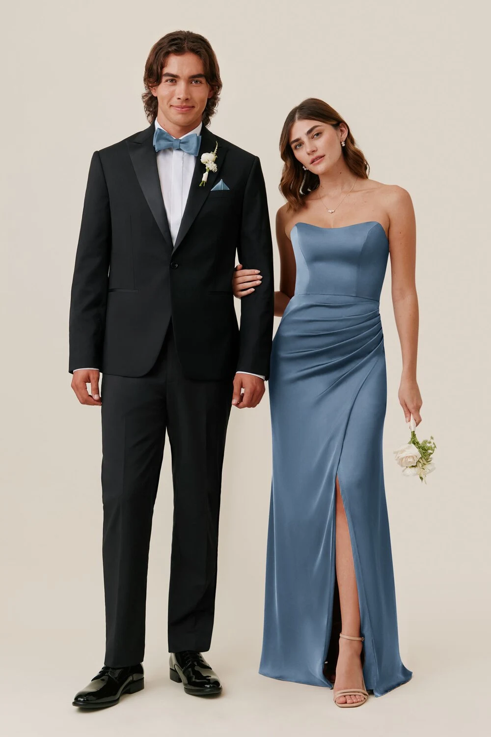 French Blue Anne Matte Satin Dress by Birdy Grey