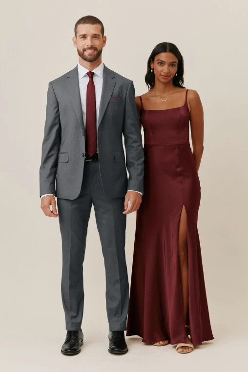 Cabernet Mai Matte Satin Dress by Birdy Grey