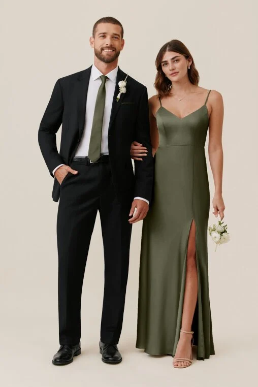 Eucalyptus Jay Matte Satin Dress by Birdy Grey