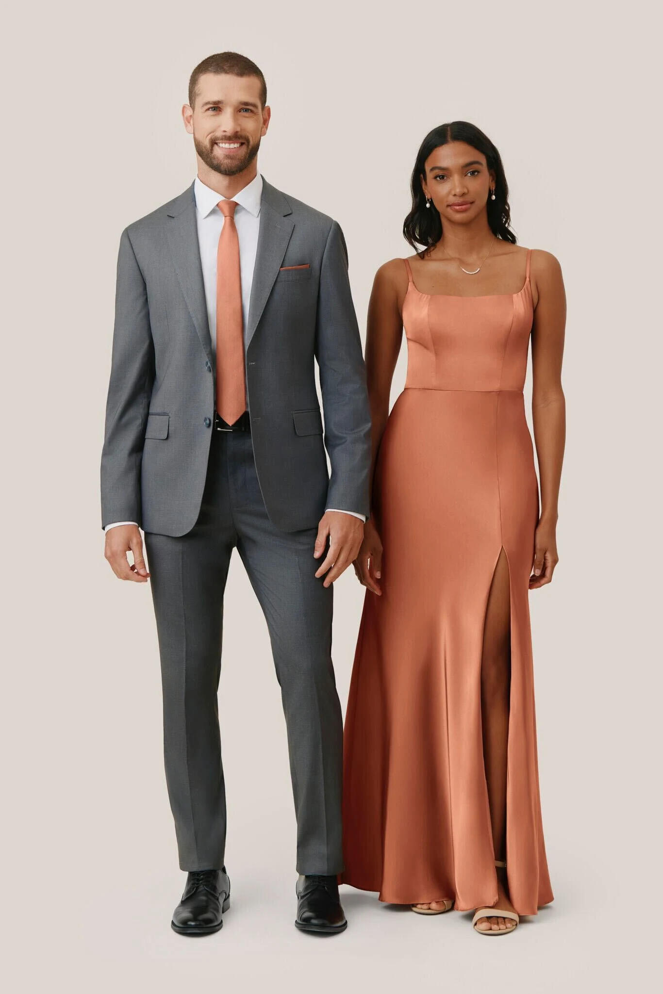 Terracotta Mai Matte Satin Dress by Birdy Grey