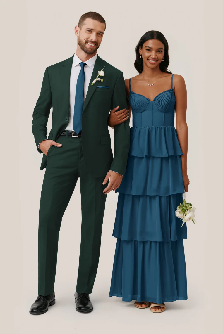Dark Teal Lola Chiffon Dress by Birdy Grey