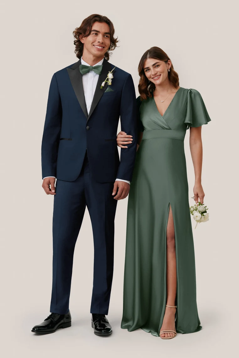 Eucalyptus Marni Matte Satin Dress by Birdy Grey