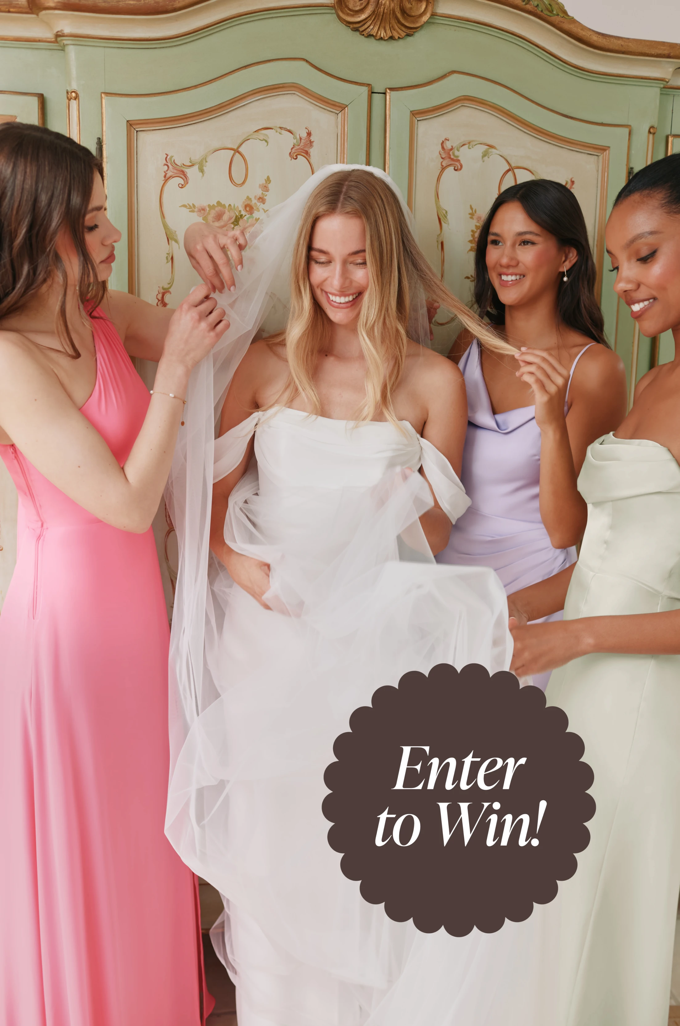 Two bridesmaids wearing cabernet dresses.